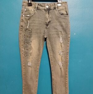 Freddy Women's Distressed Gray Jeans